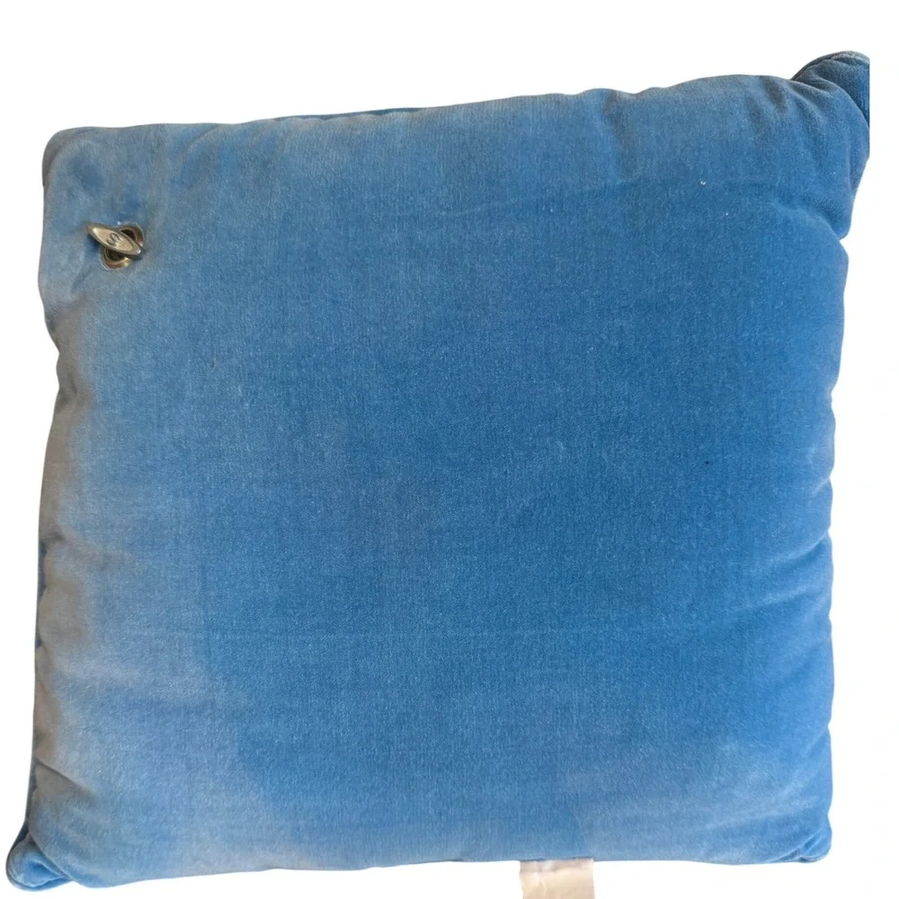 San Francisco Music Box Co Floral Needlepoint Musical Pillow Blue Velvet 10x10‎